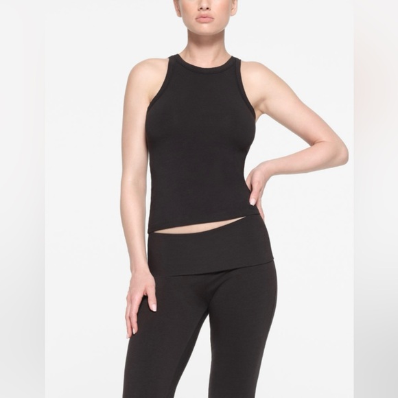 SKIMS Tops - NWT Skims (M) High Neck Cotton Jersey Tank Soot Black
*SOLD OUT
